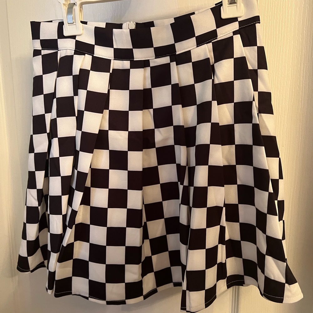 black and white checkered skirt